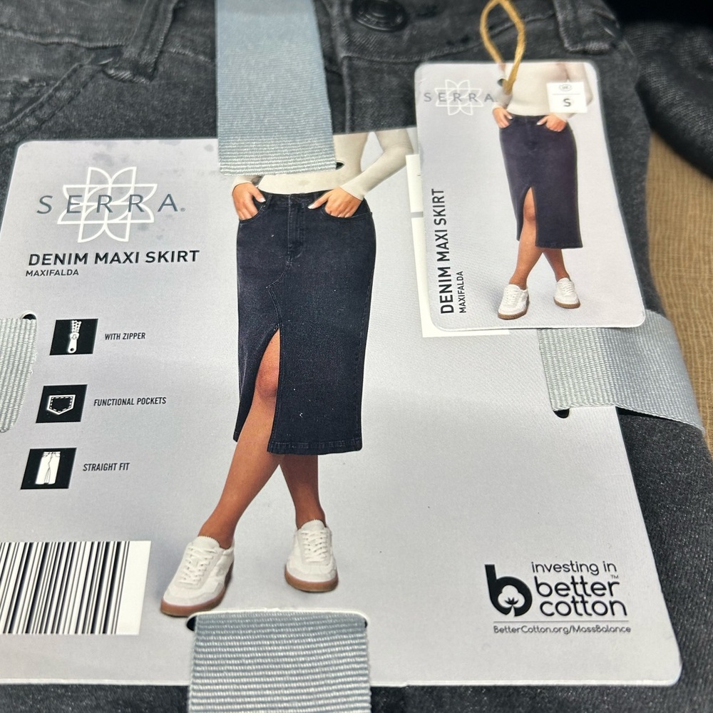 New Black denim maxi skirt jeans, stretch gift idea for her denim spring summer